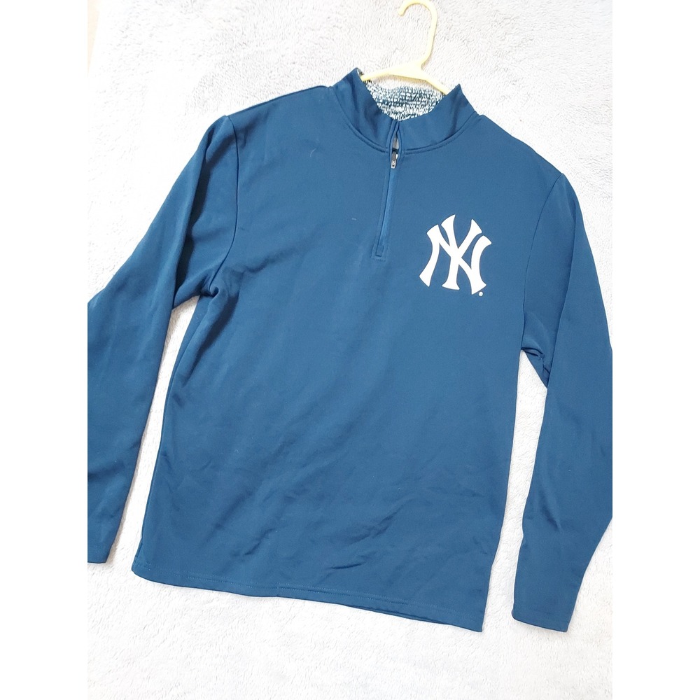 New York Yankees Pullover Mens Medium MLB Geniune Merchanise Quarter Zip Blue